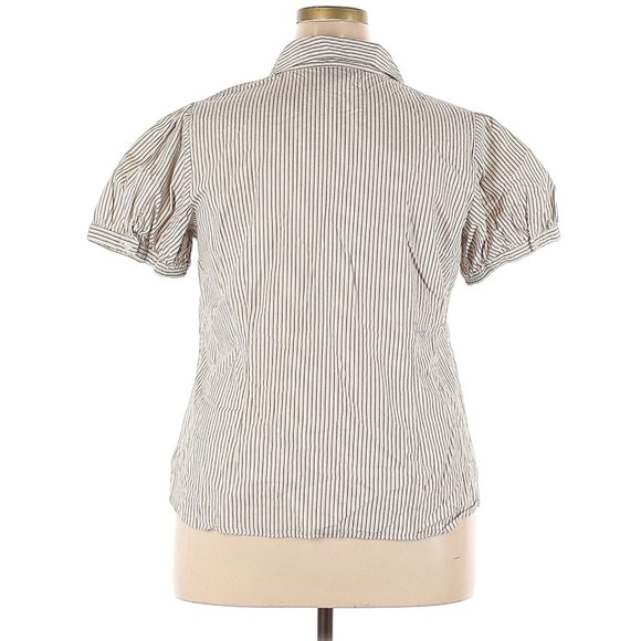 Lane Bryant Size 18 Ruffled Pinstripe Button Down - Picture 2 of 2